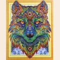 Алмазная картина с фигурными стразами COLOR KIT "Изумрудный волк" 